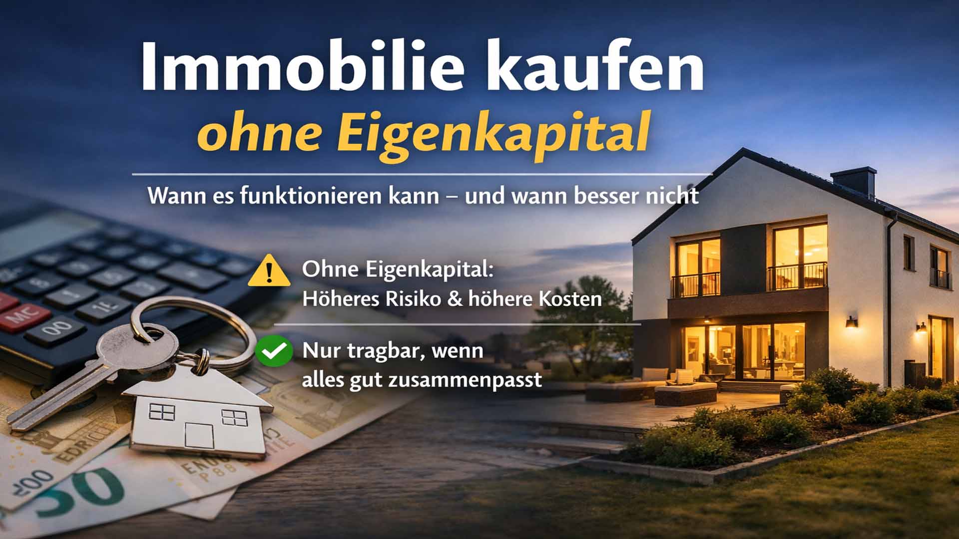 Immobilie kaufen ohne Eigenkapital: Wann es funktionieren kann – und wann besser nicht